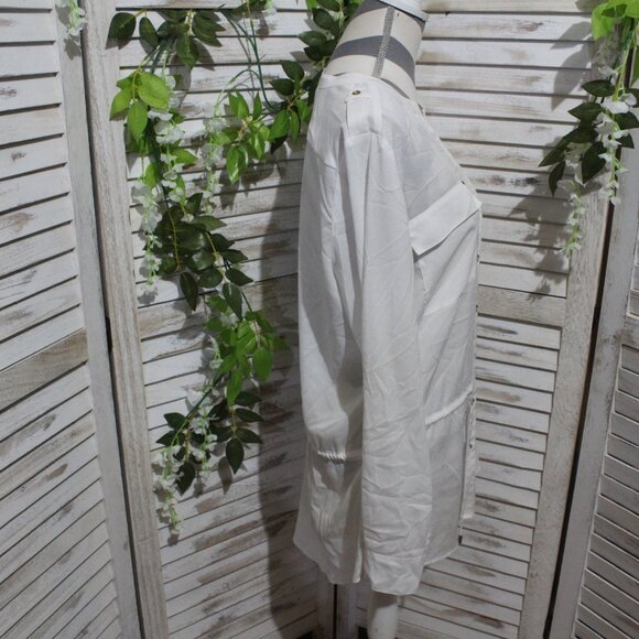 Calvin Klein White Crepe Button-Down Tunic Top - Picture 3 of 7